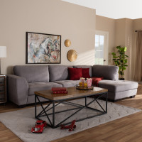 Baxton Studio U9380K-Grey-RFC-SF Petra Modern and Contemporary Gray Fabric Upholstered Right Facing Sectional Sofa